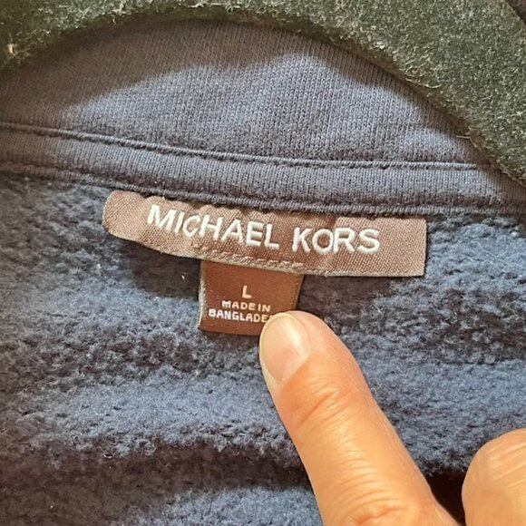 Michael Kors Spell Out Logo Quarter Zip Long Sleeve Fleece Sweatshirt Jacket - Picture 9 of 11